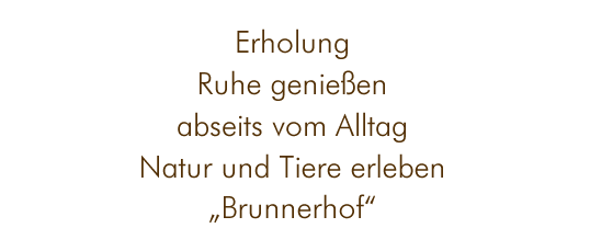 Erholung, Ruhe genießen abseits vom Alltag Natur und Tiere erleben Brunnerhof